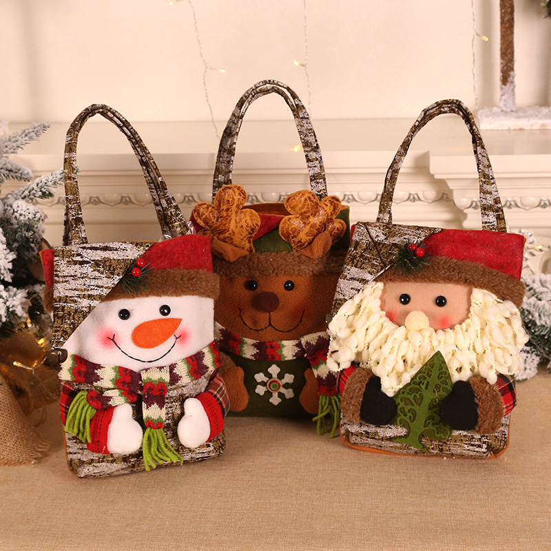 Christmas decoration supplies, elderly snowman, deer figurine, candy bag, Christmas gift bag, handbag, gift bag — image 6