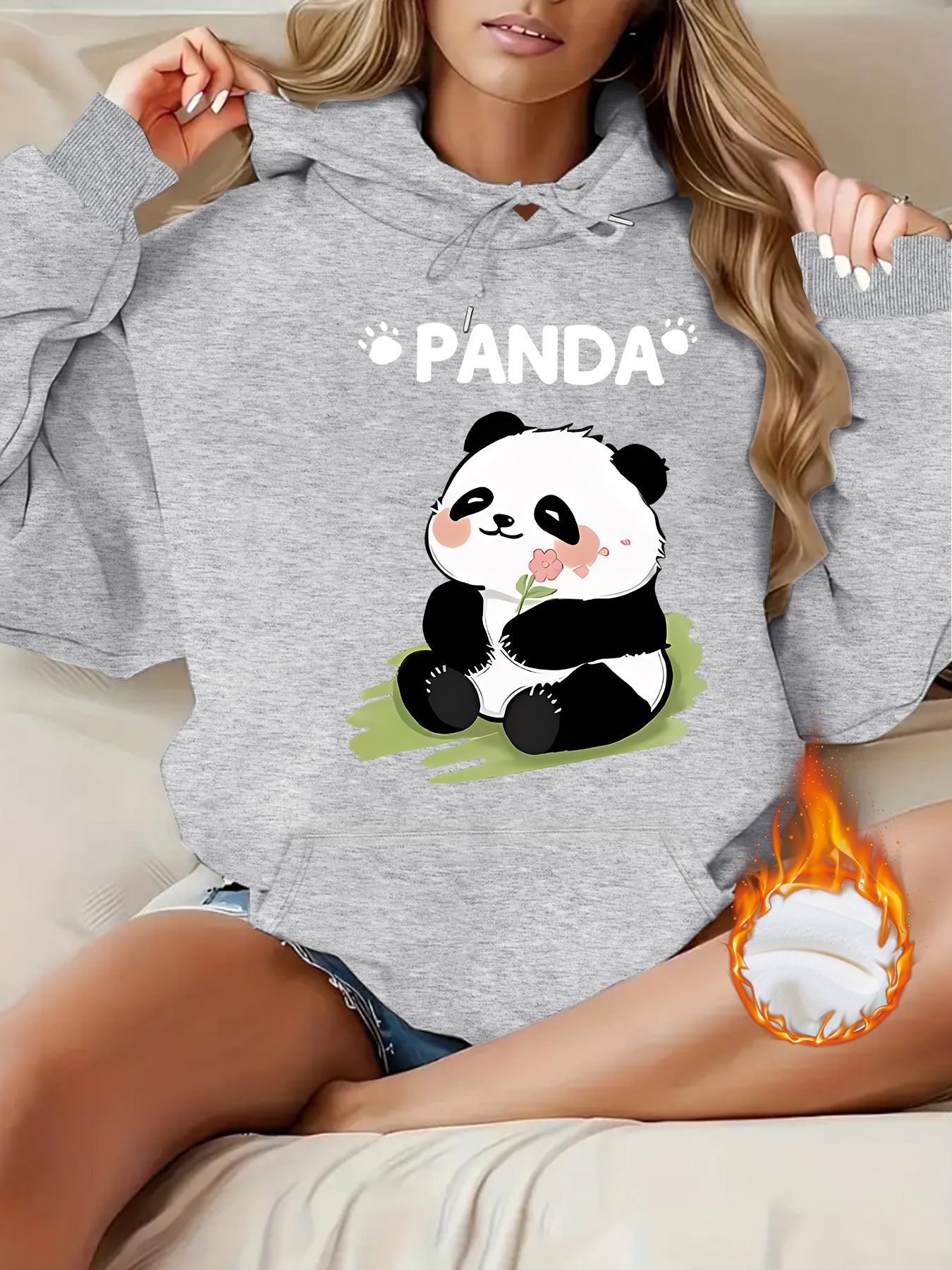 Top hoodie cartoon panda pattern — image 10