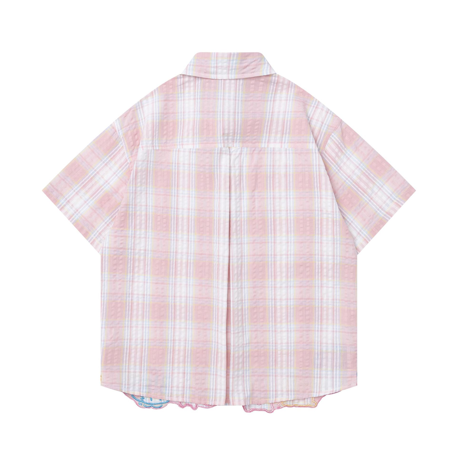 Small dog embroidered checkered short sleeved shirt — image 3