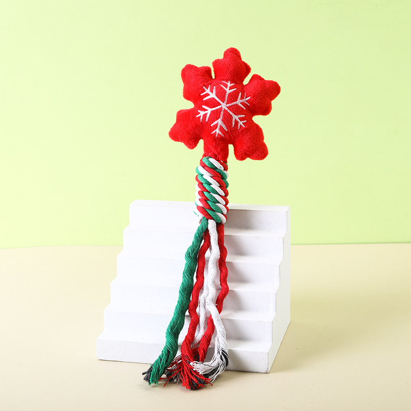 Christmas Cotton Rope Pet Plush Toy Teeth Grinding Durable Cartoon Self Hi Dog Toy Cat Supplies — image 10