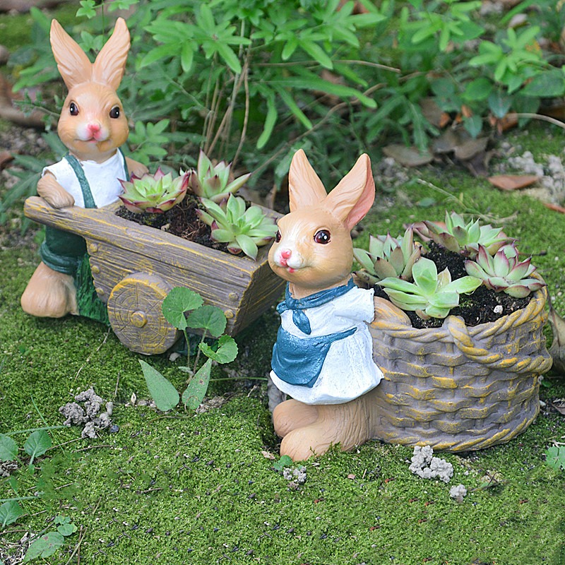 Succulent plant small flower pot rabbit flower pot resin ornament — image 6