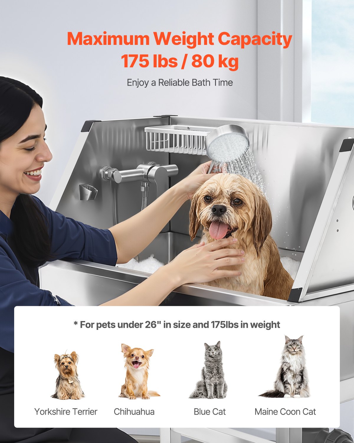 Dog Grooming Bath Tub Stainless Steel W Faucet For Pets — image 10