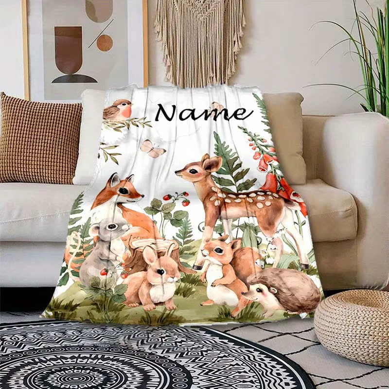 Manta personalizada con nombre de animal o zoológico, suave y cálida manta de lana para dormir, ideal para camping y viajes — imagen 2