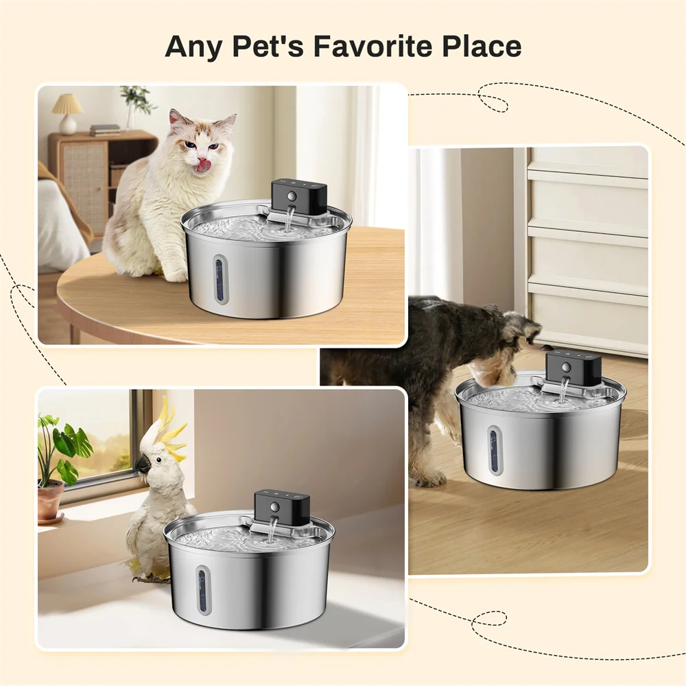 Dispensador de agua inteligente para mascotas, detección automática inalámbrica, dispensador de agua para gatos, alimentador de agua de acero inoxidable 304 — imagen 2