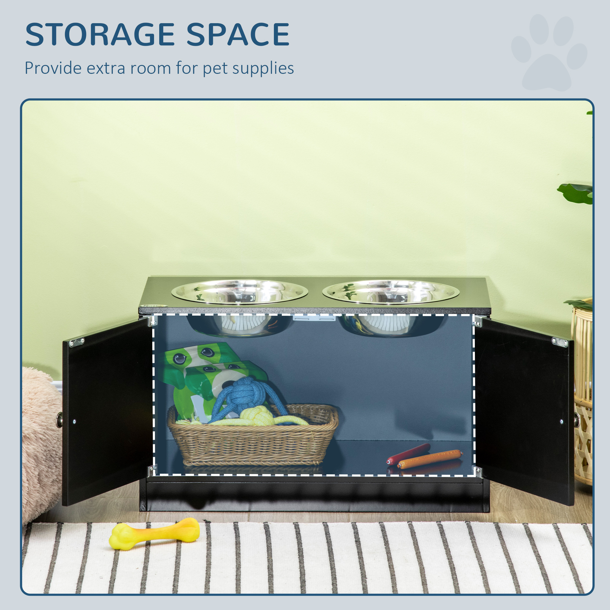 Bolsas de Alimento para Perros Elevadas con Caja de Almacenamiento de 44L, Soporte para Comida Canina, Estación de Alimentación para Mascotas, Negro — imagen 2