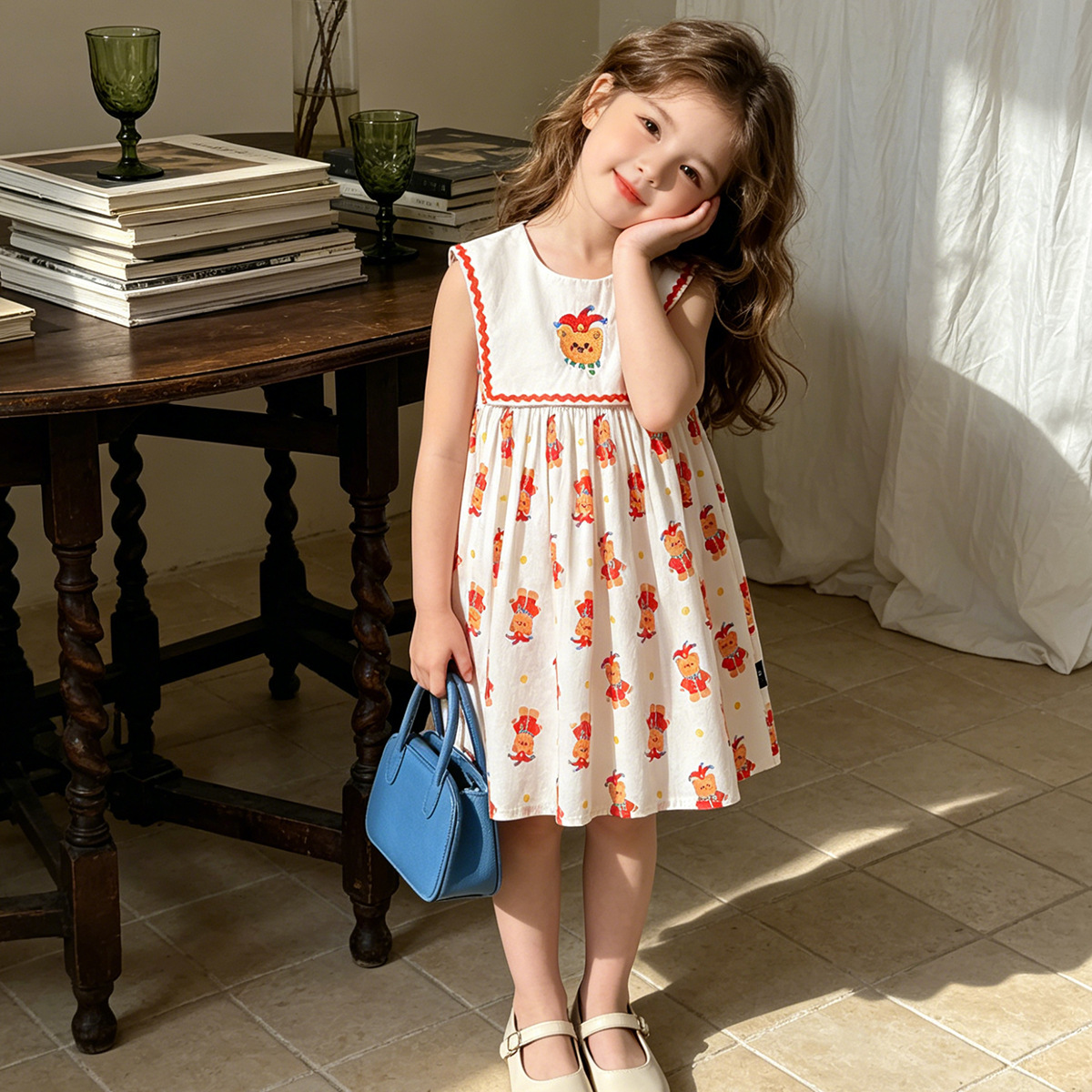 Cute Bear Print Sleeveless Dress for Girls — image 4