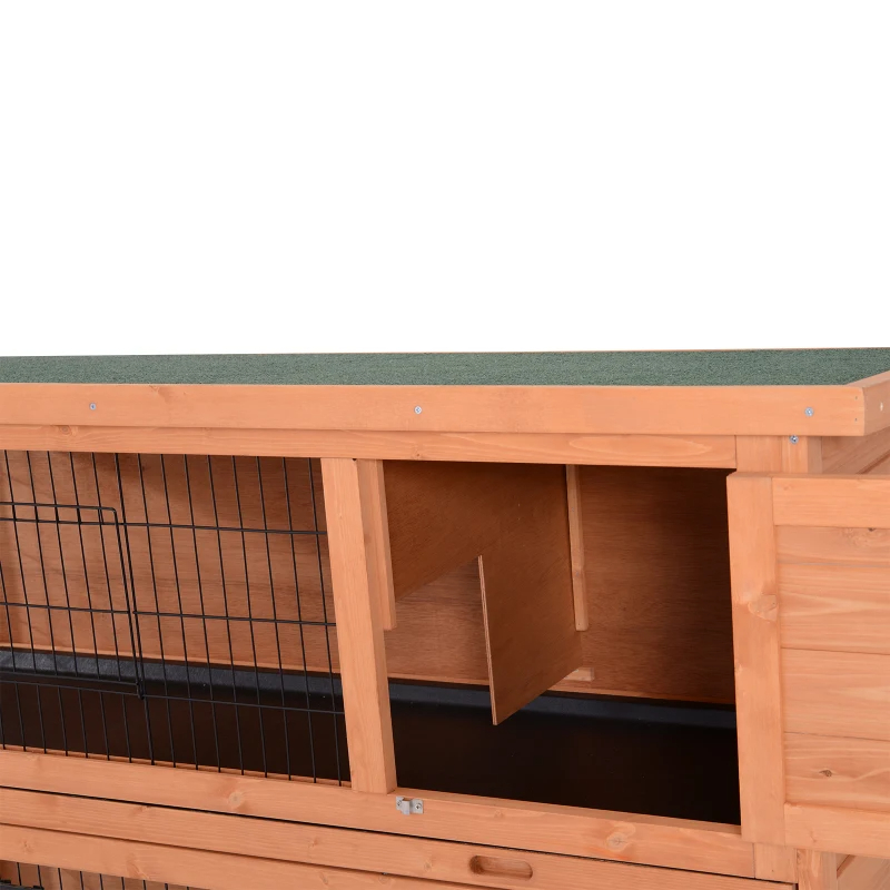 2-Story Large Rabbit Hutch Bunny Cage Wooden Pet House Small Animal Habitat With Lockable Doors, No Leak Tray And Waterproof Roof For Rabbits, Chickens, Ducks, Outdoor Indoor Natural — imagen 11