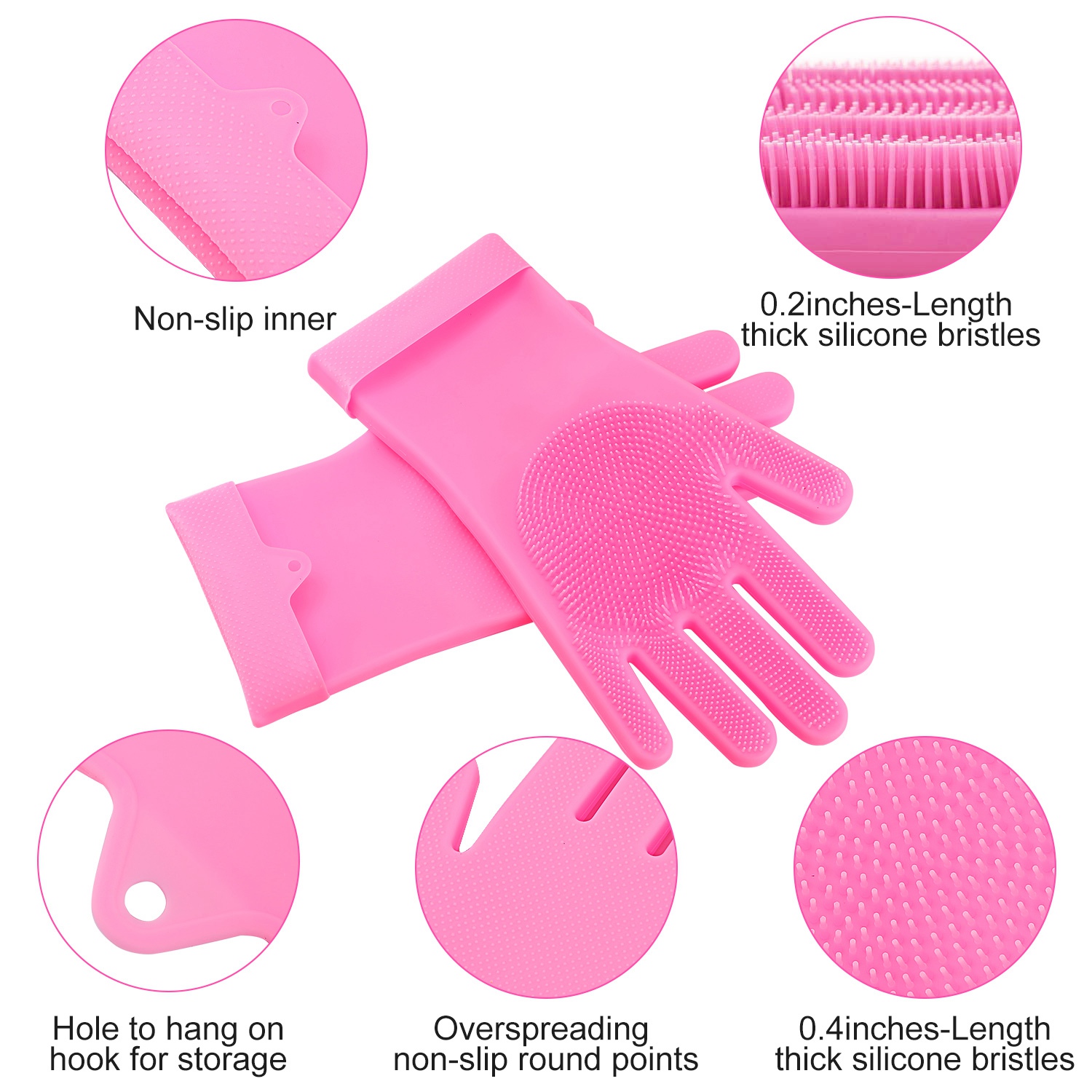 Par de Guantes de Silicona con Cerdas Para Lavar Platos, Esponja de Limpieza, Cepillo Para Mascotas, Guantes Resistentes al Calor — imagen 18