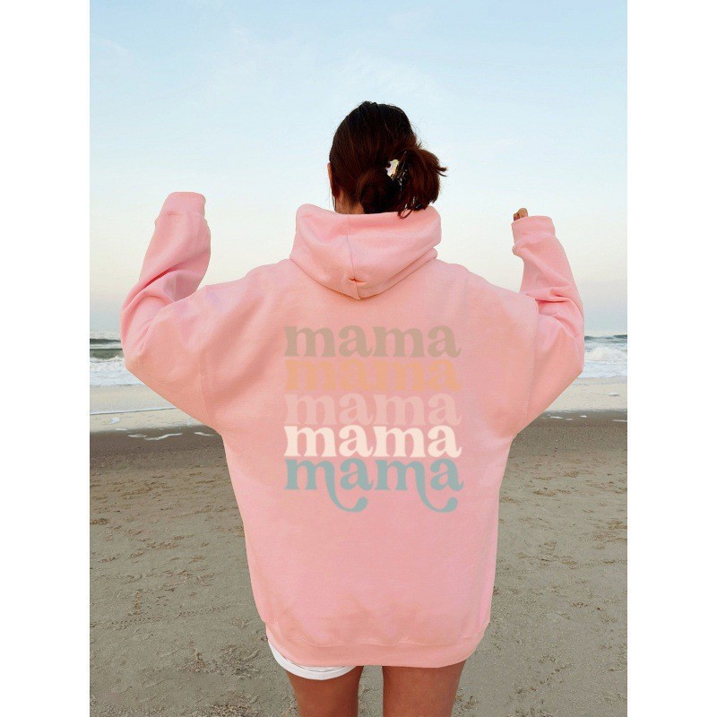 Casual Printed Long Sleeve Kangaroo Pocket Hooded Sweatshirt for Women — image 4