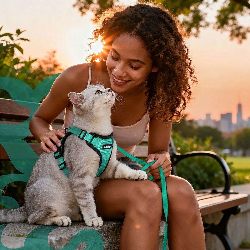Arnes y Correa para Gatos con Control Fácil, Inescapable - Arnes de Vestido Suaves y Ajustables para Pasear a los Gatos — imagen 12