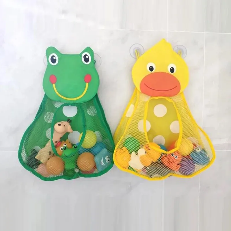 Baby Shower Bath Toys Duck Little Frog Rabbit Baby Kid Toy Storage Mesh with Strong Suction Cups Toy Bag Net Bathroom Organizer