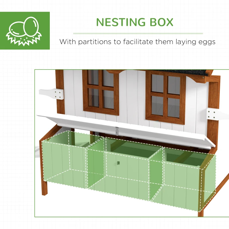 Gallinero de 47", Casa de Madera para Gallinas Elevada, Conejera con Techo Impermeable, Nido y Asas para 3-5 Gallinas, Jaula Portátil para Aves de Corral en el Patio — imagen 4