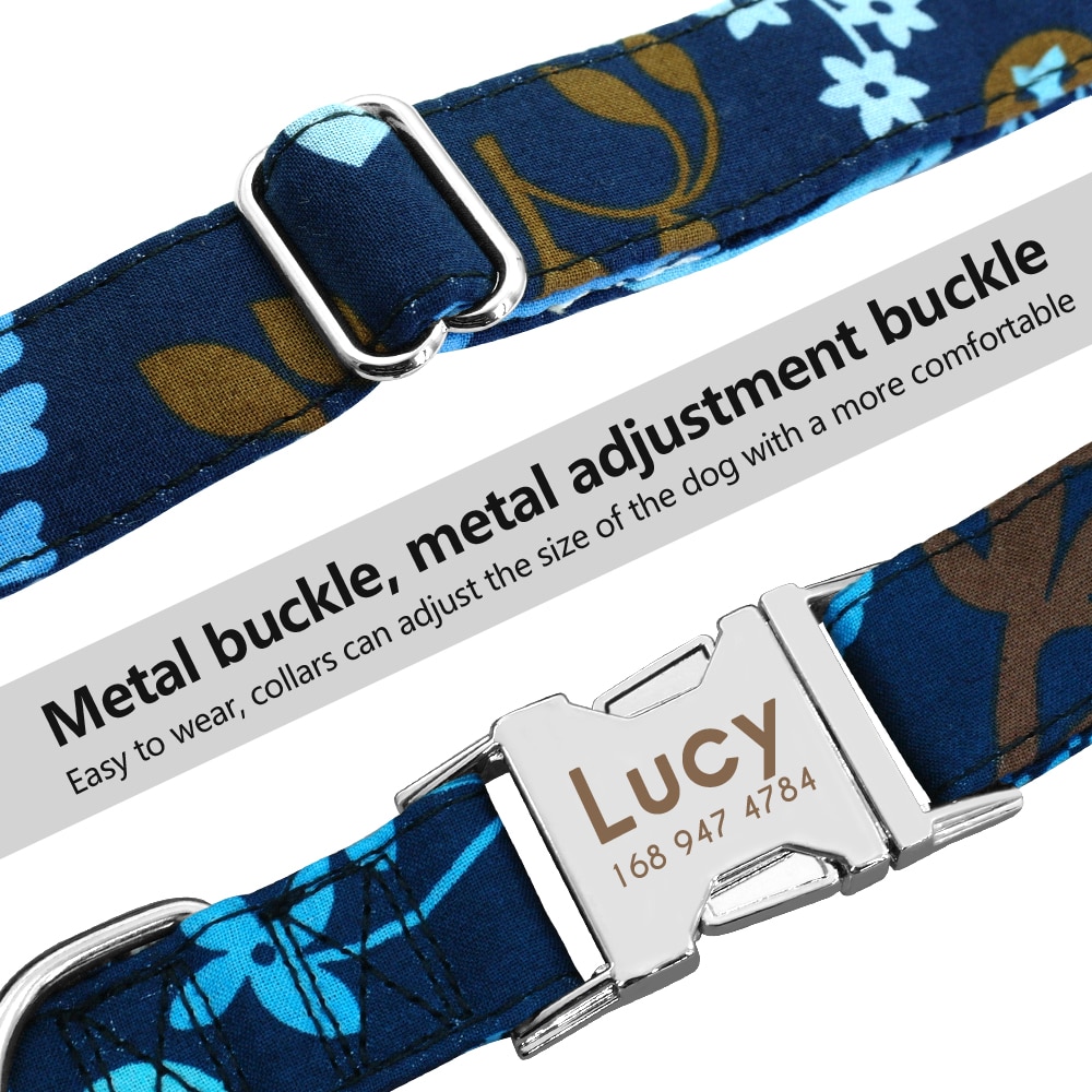 Dog Collar Personalized Nylon Pet Dog Tag Collar Custom Puppy Cat Nameplate ID Collars Adjustable For Medium Large Dogs Engraved — image 4