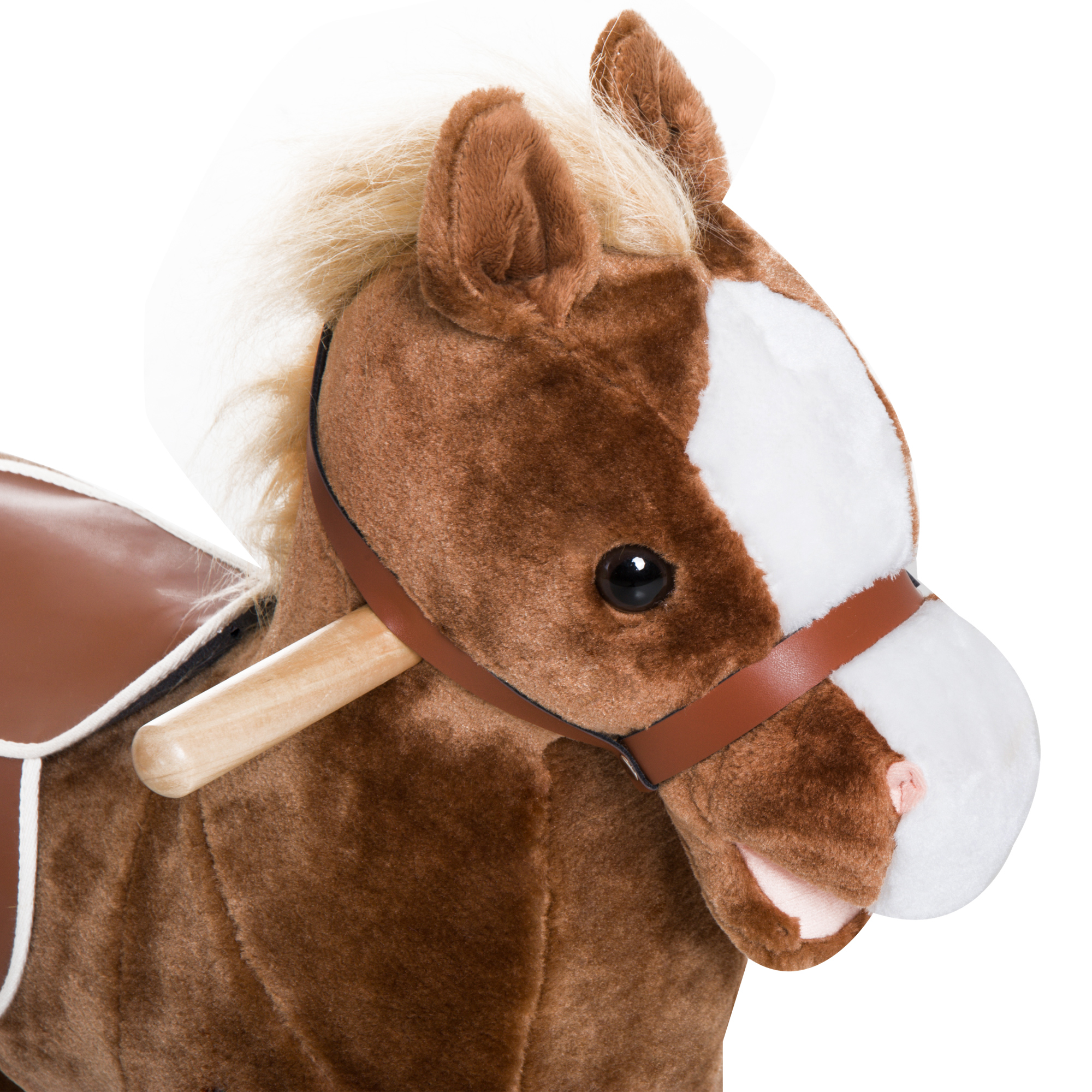 Kids Ride on Rocking Horse Toddler Plush Toy with Realistic Sounds for 3 Years Old Children - Brown — image 3