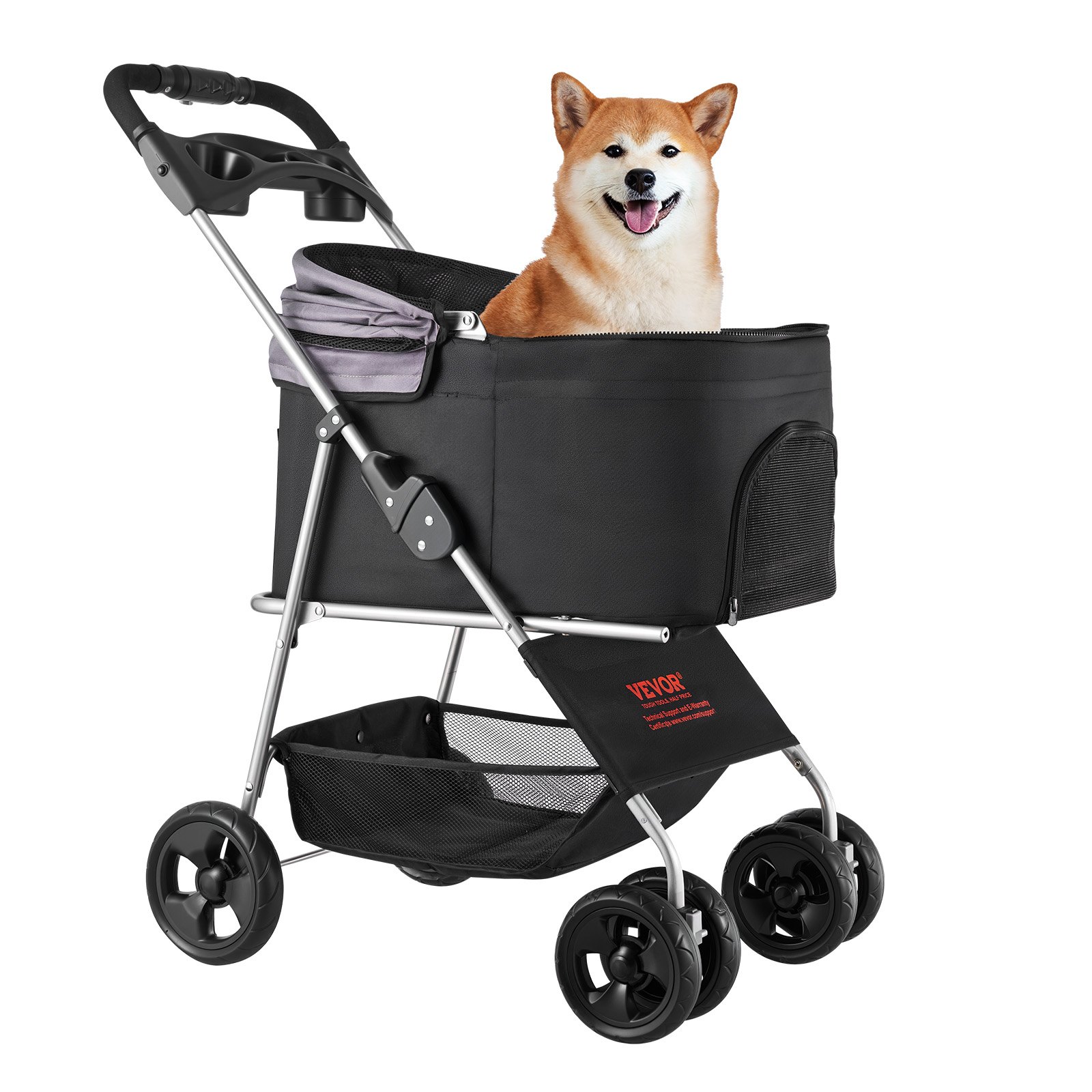 Pet Stroller Foldable 4 Wheels Dog Stroller Detachable Carrier Up To 35lbs — image 1
