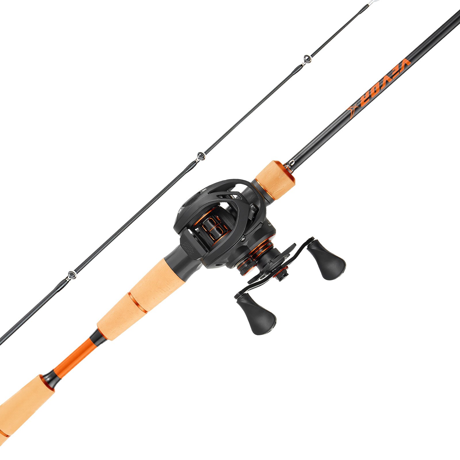 Combo de Caña y Reel de Pesca para Cazadores de Básico con Fibra de Carbono IM7, Sistema 6+1 BB, Proporción de Enganche 7.0:1, Manija de Cork, Guías de Acero Inoxidable con Anillos Cerámicos — imagen 1