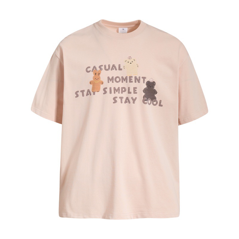 Cartoon teddy bear letter short sleeved T-shirt — image 2