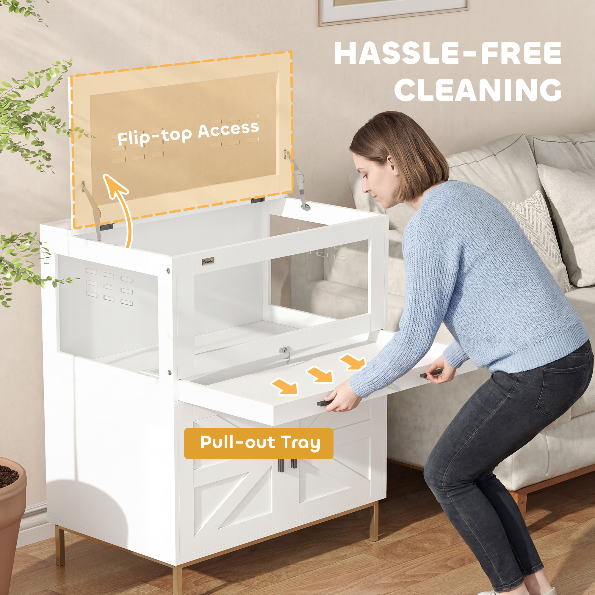 Caja para Hámsters con Gabinete de Almacenamiento, Caja para Animales Pequeños con Cajón Deslizante y Paneles Acrílicos, 76 cm x 49.5 cm x 91 cm — imagen 3