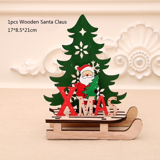 Pulseras y decoraciones de Navidad en madera con Santa Claus, renos y un ciervo para adornar el árbol de Navidad — imagen 12