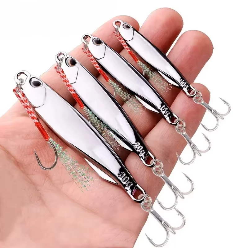 Líneas de Pesca Metálicas 10 piezas/paquete Jig Lures 30g/40g Plata Silvícola para Pescar en Mar — imagen 2