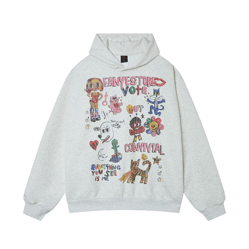 Cartoon printed hoodies with different animals — image 4