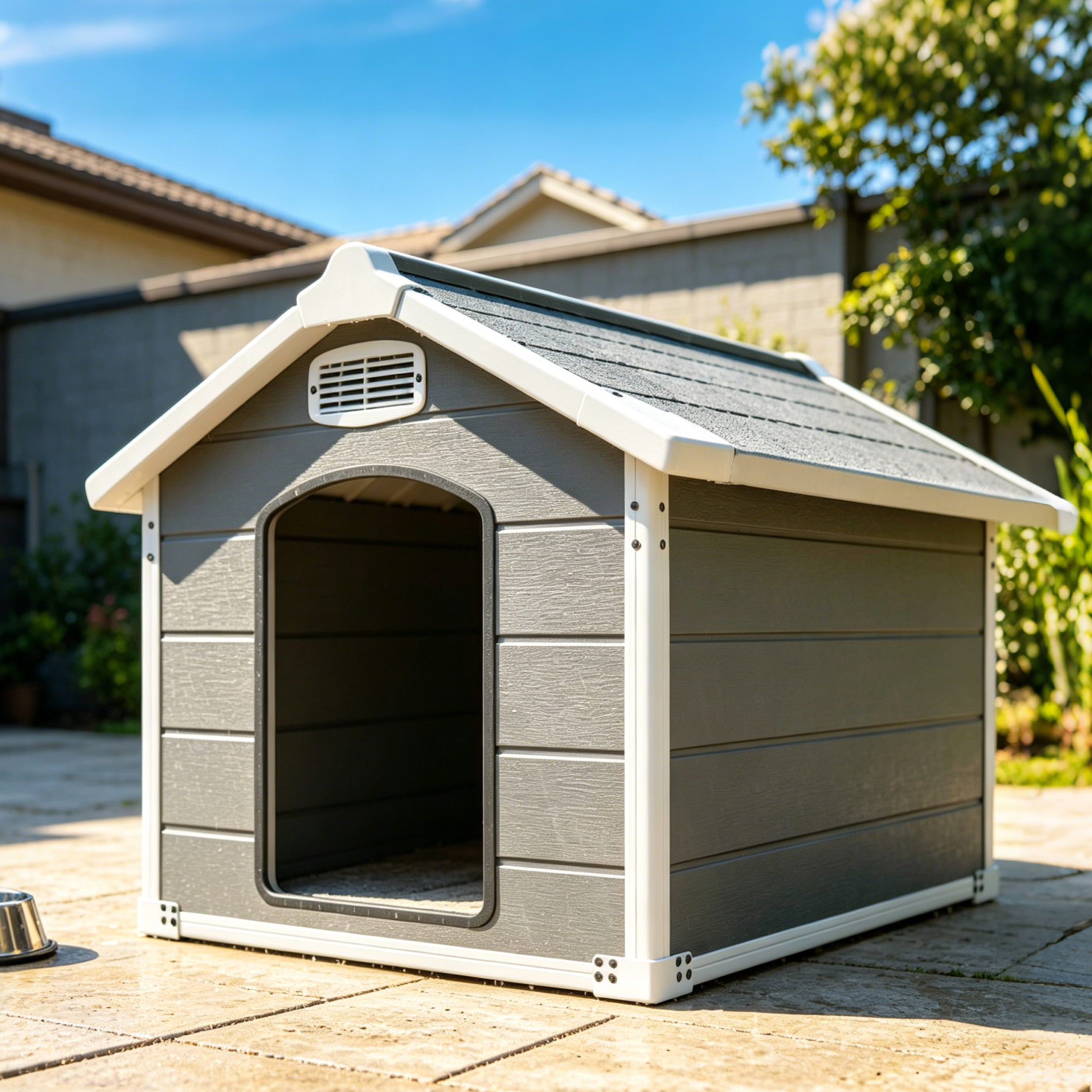 Caseta Grande para Perro de 50.5" para Razas Grandes, Casa para Mascotas de Uso Interior y Exterior de Alta Resistencia, Impermeable, Protección UV, Panel de PP de Doble Pared Resistente a Rasguños, Ventilación Frontal y Trasera – Fácil de Limpiar y Lavable — imagen 8