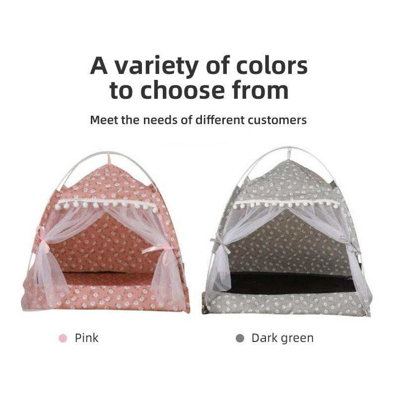 Pet Dog Cat Teepee Tent Bed Puppy Tent Indoor Pet Tentstripe Canvas Teepee For Pet Cage Tent — image 6