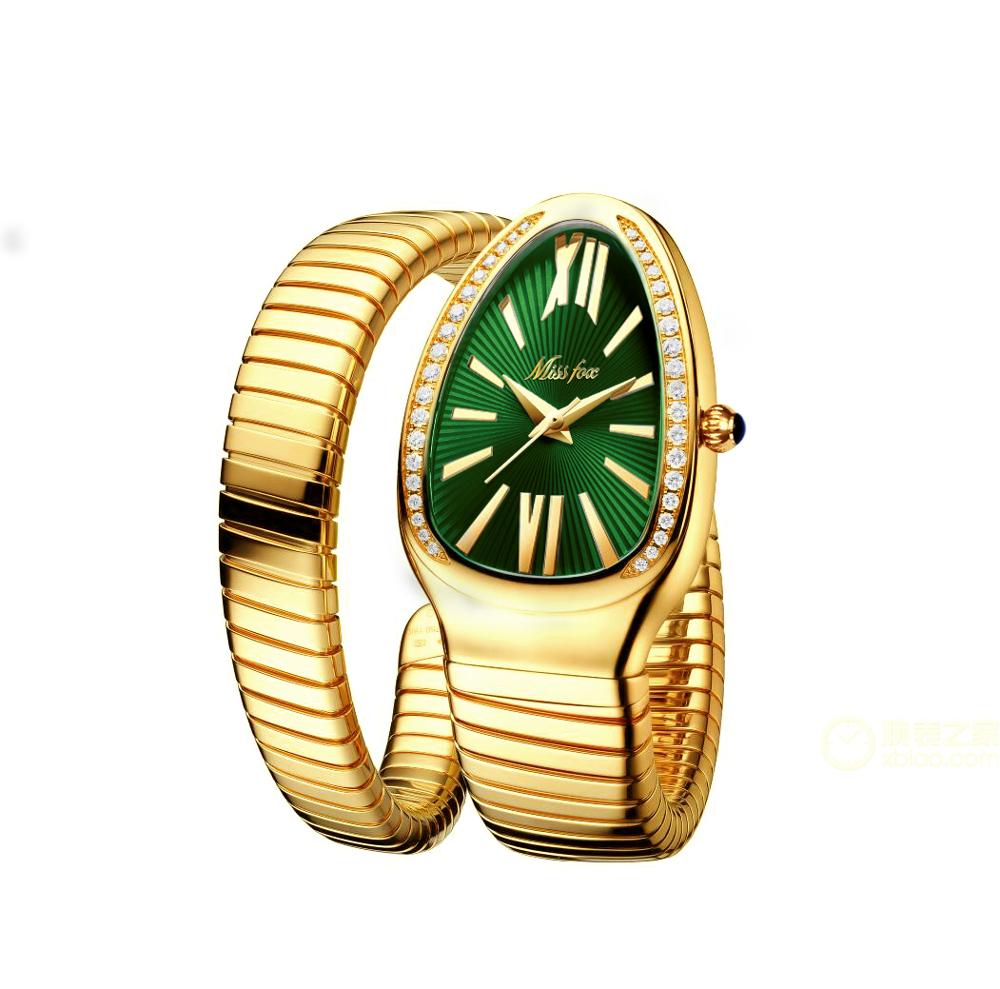 MISSFOX 1221 Women's Watches Snake Shape Luxury Wrist Watch For Women Steel Unique Gold Quartz Ladies Watch Clock Relogio Feminino — image 13