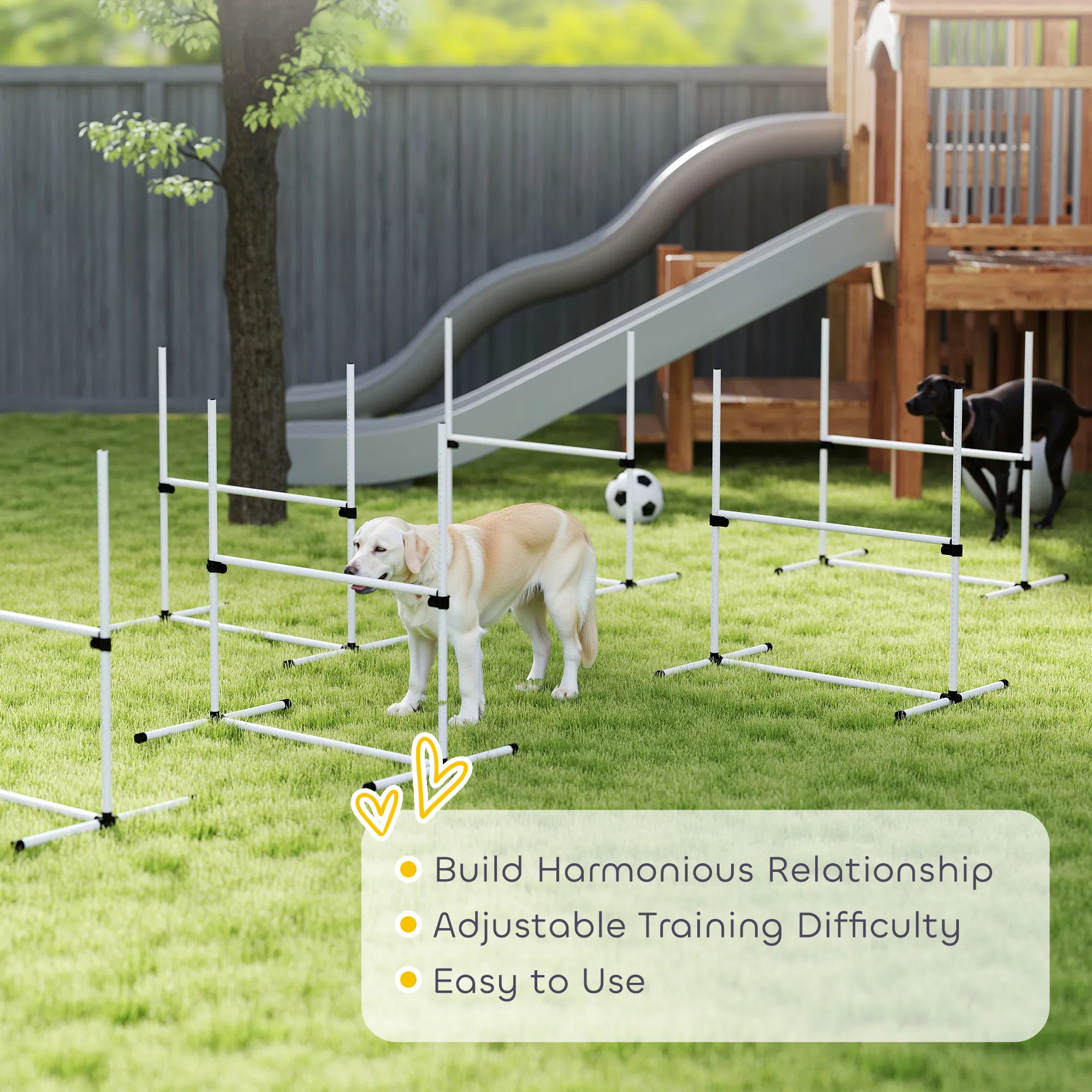 Set of 6 Dog Agility Training Equipment Adjustable Jump Bar Pet Exercise Kit with Carrying Bag (White) — image 2