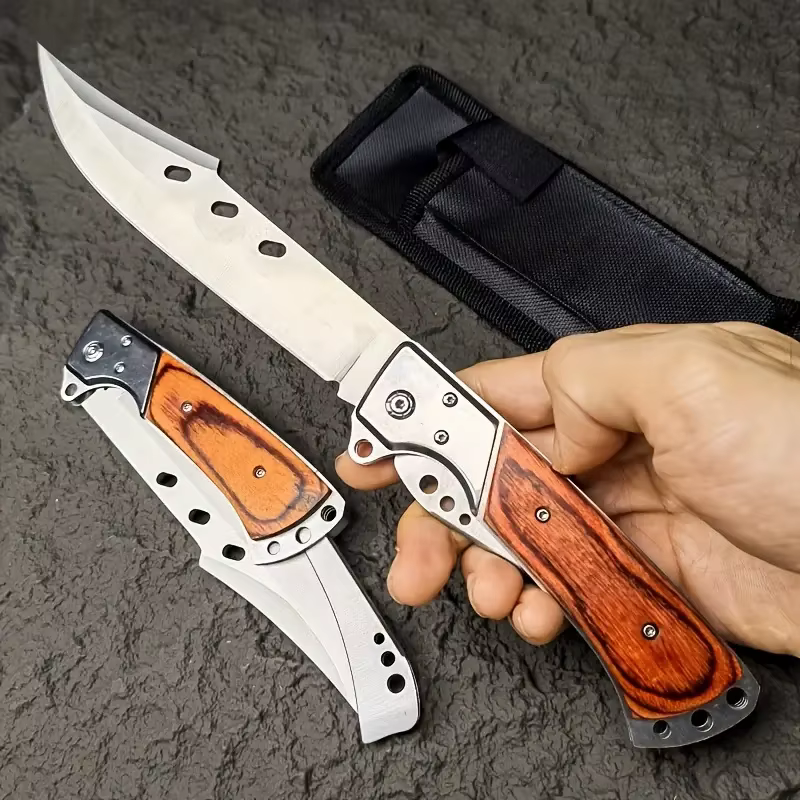 Outdoor Folding Knife, Tri-fold Knife with Nylon Sheath, Men's Knife. Suitable for Outdoor Camping, Wilderness Exploration — image 5