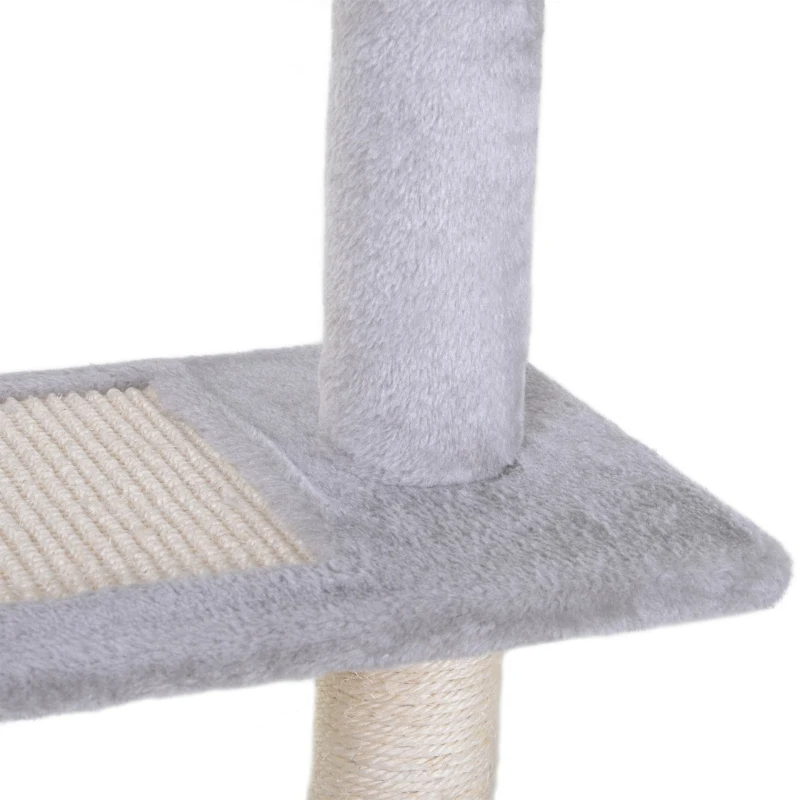 Torre Rascador para Gatos con Escalera Giratoria de 5 Niveles, Torre de Actividades para Trepar con Centro de Juego y Percha para Descansar - Gris — imagen 7