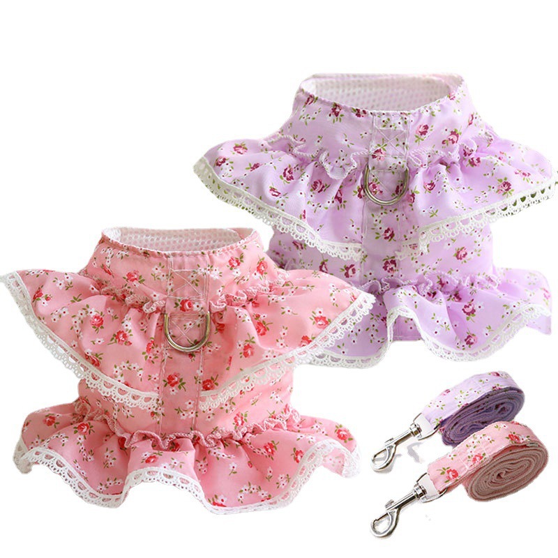 Dogs Cats Pets Clothes Chest Straps Traction Ropes Lace Teddy Bears Spring Summer Autumn Dog Rope Supplies — image 3
