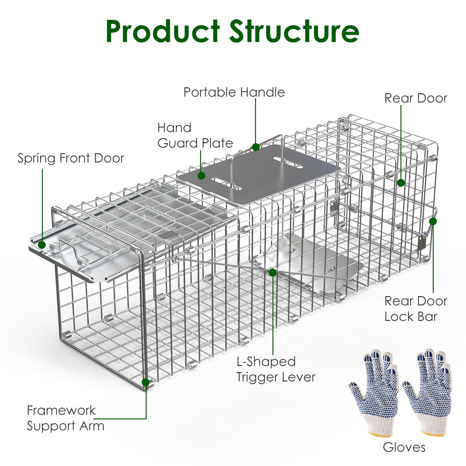 2Pzs Jaulas Trampa Plegables Humanitarias para Animales Vivos 24X7.48X8.27IN, Fácil Captura y Liberación, Trampa Plegable para Gatos de Acero Galvanizado, para Gatos Pequeños, Ardillas, Conejos, Erizos, Ardillas Listadas — imagen 8