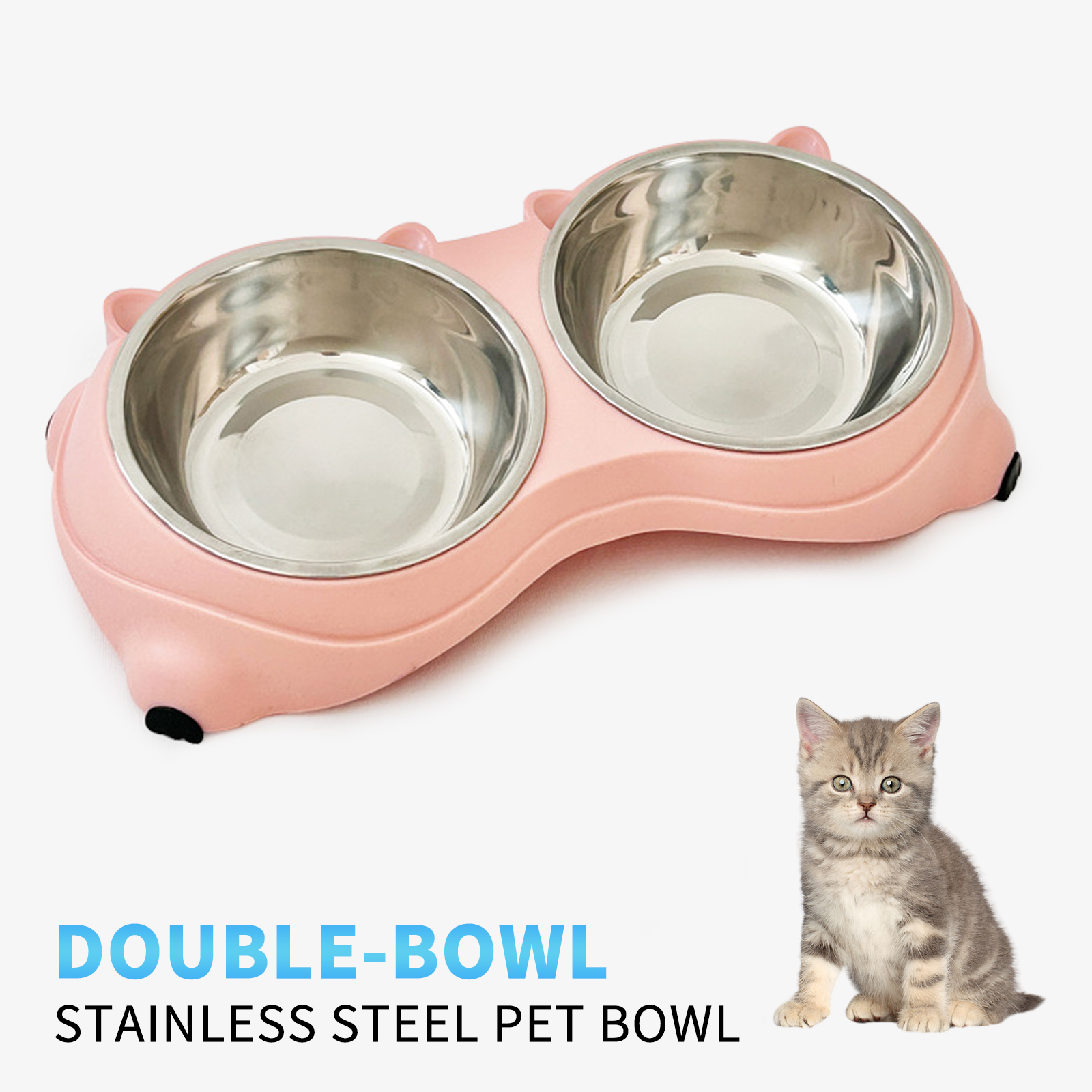 Conjunto de Tazas para Mascotas doble en acero inoxidable, colores macarón, base antideslizante y fácil de limpiar para gatos y perros, uso interior y exterior — imagen 7