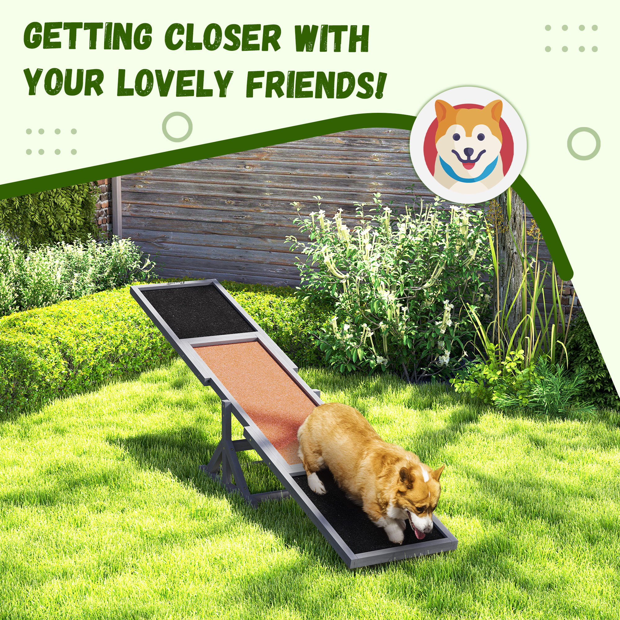 Wooden Dog Agility Seesaw for Training and Exercise, Weather Resistant, 83" L x 16" W x 14" H, Gray — image 6