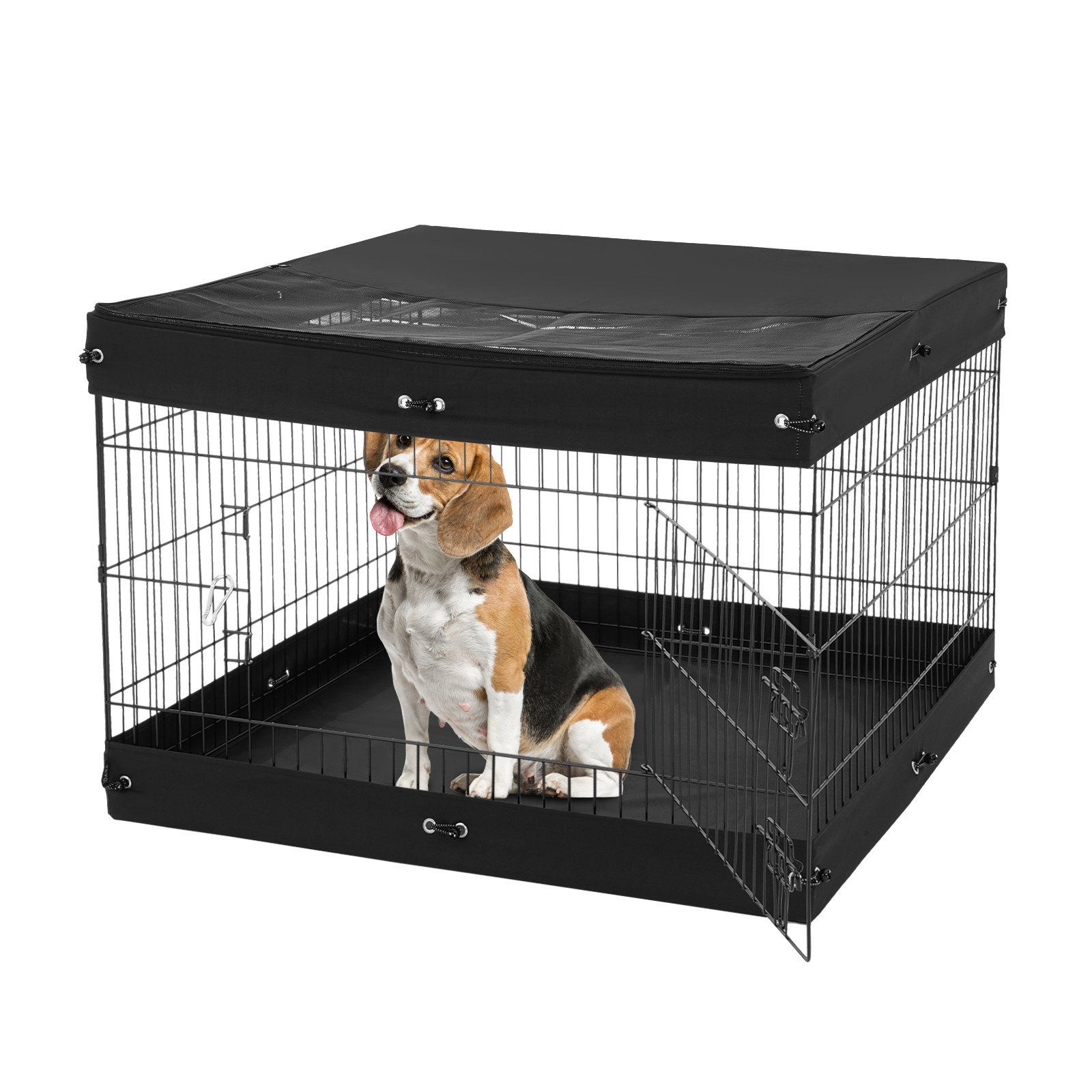 Jaula de Ejercicio para Perros 4 Paneles Reversible Metalo con Cubierta de Base y Techo con Zipper — imagen 1