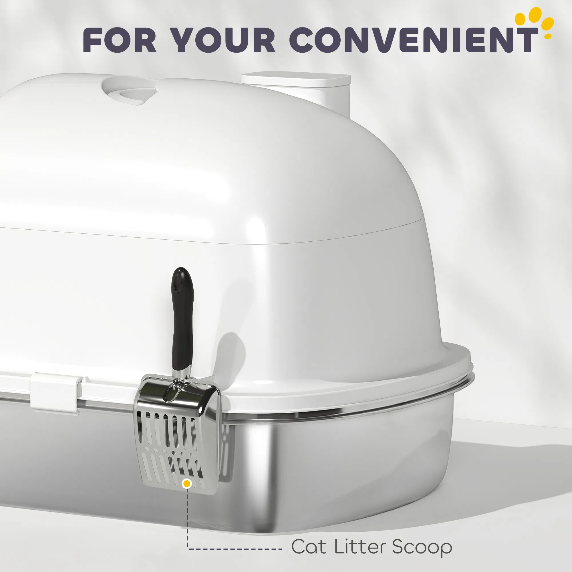 Enclosed Stainless Steel Litter Box, Metal Cat Litter Box with Scoop, Deodorizer Bag, Handle, Easy to Clean — image 6