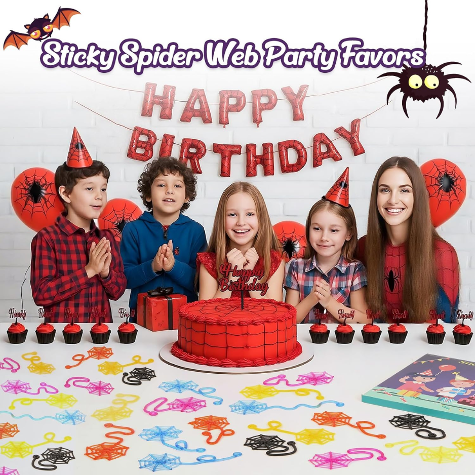 30 Pcs Sticky Spider Web Toys For Kids - Bulk Halloween Party Favors, Classroom Prizes & Goodie Bag Pinata Stuffers — image 3