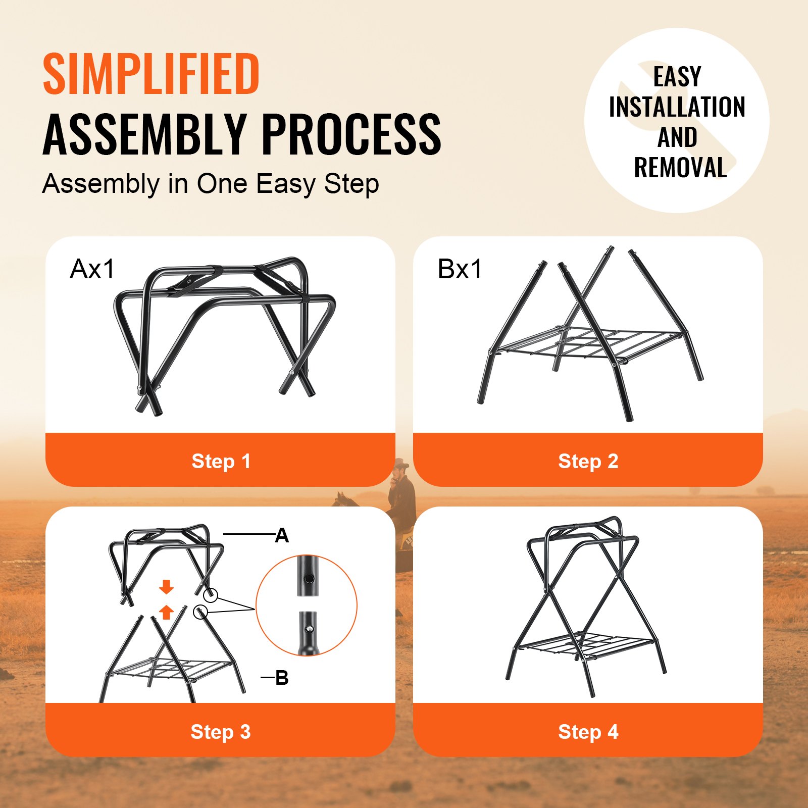 Folding Saddle Rack, 28 X 19 X 37.5 In, 2 Packs Freestanding Horse Saddle Stand, Portable Horse Blanket Holder, Heavy Duty Steel Saddle Rack For English & Western Saddles, Tack Storage, Black — imagen 5