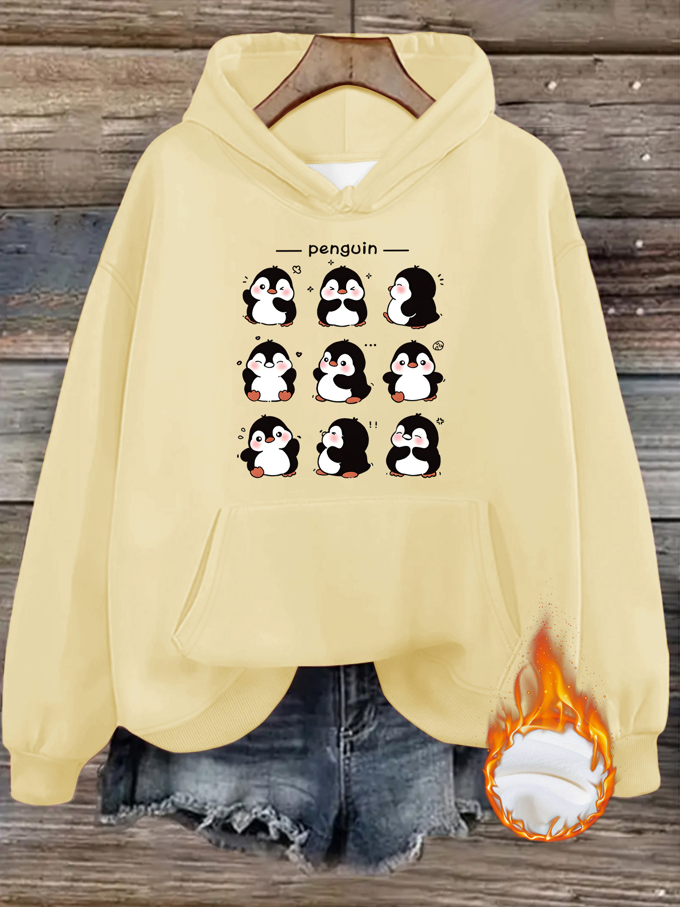 Penguin print hooded sweatshirt — image 13