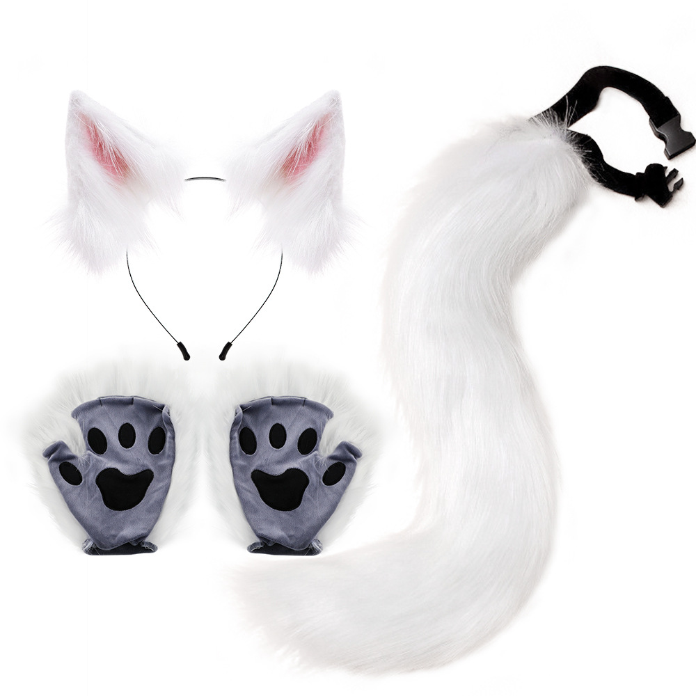 Conjunto de Disfraz para Halloween Orejas y Cola de Zorro de Peluche Falsa Accesorios de Cosplay Animales — imagen 7