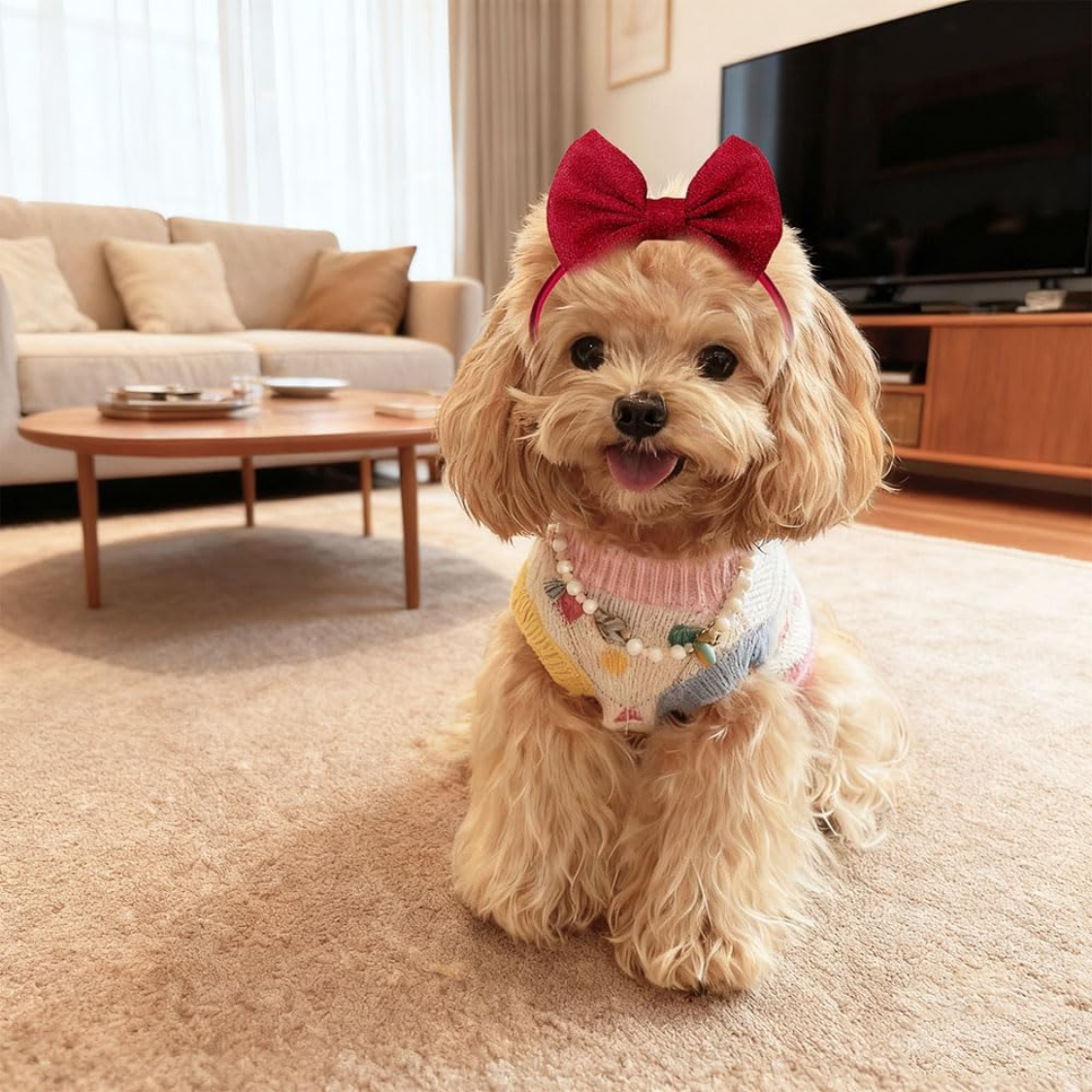 4 Piezas de Diadema con Moño para Perros Pequeños y Medianos, Ajustable, Accesorios de Peluquería para Mascotas, Cachorros y Gatos — imagen 2