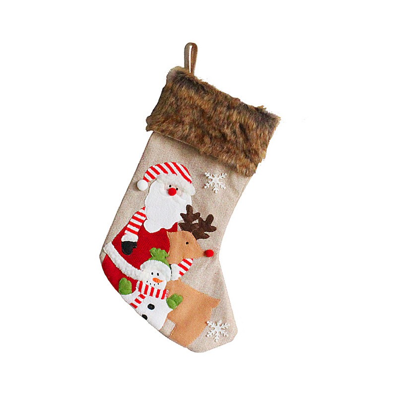 Plush Christmas Socks for Santa Claus Snowman Elk Candy Bag Christmas Tree Gift Pendant Gift Socks — image 4