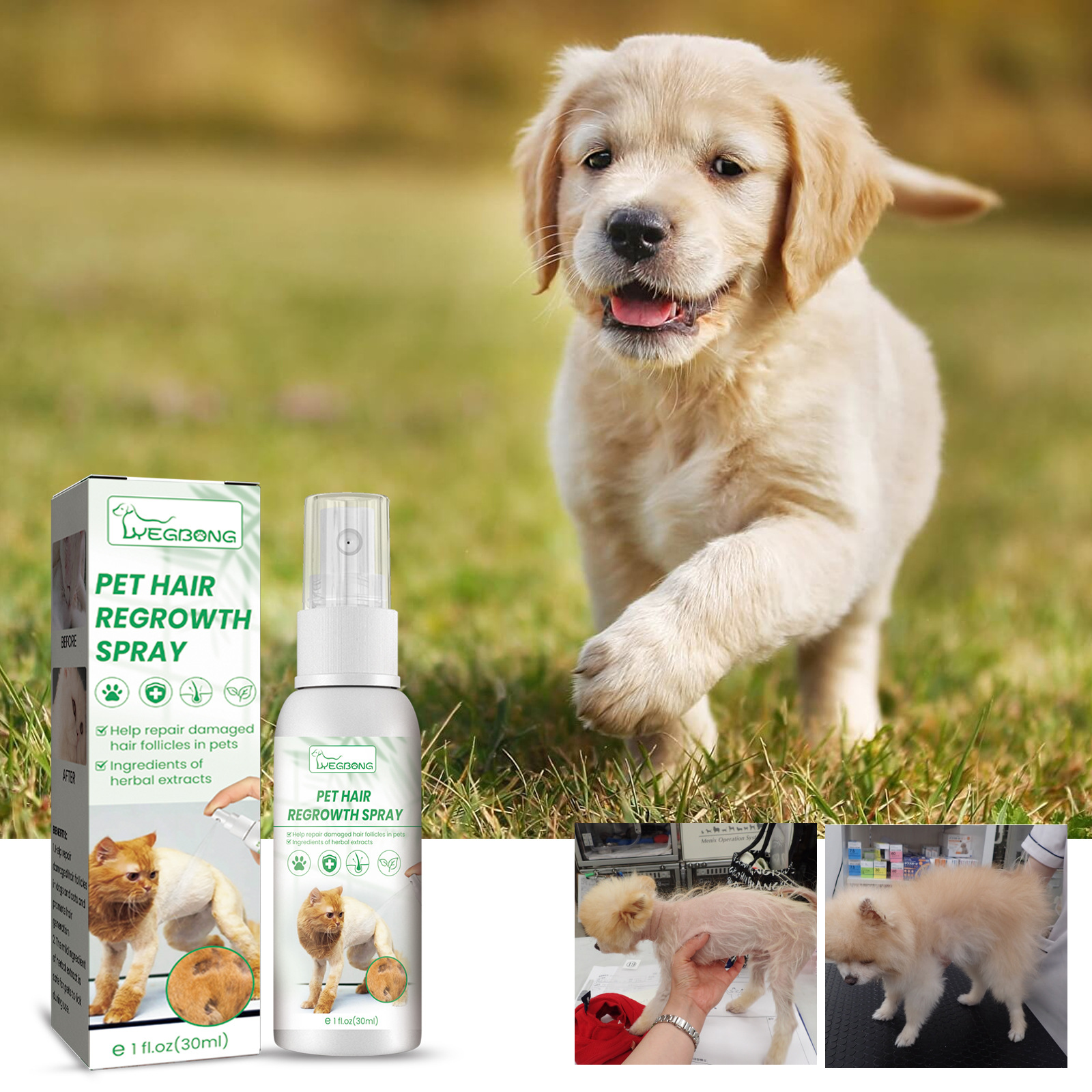 Pet Hair Growth Spray for Cats and Dogs - Hair Care Treatment for Damaged Follicles and Hair Loss — image 2