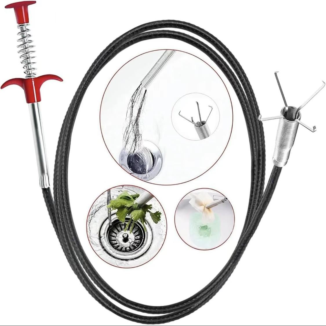Drain Snake, 63in 33in Drain Clog Remover, 60cm 160cm Spring Pipe Dredging Tools, Drain Cleaner Sticks Clog Remover Cleaning Tools, Gutter Cleaning Tools Drain Cleaner For Toilet Sewer Shower Kitchen — image 1