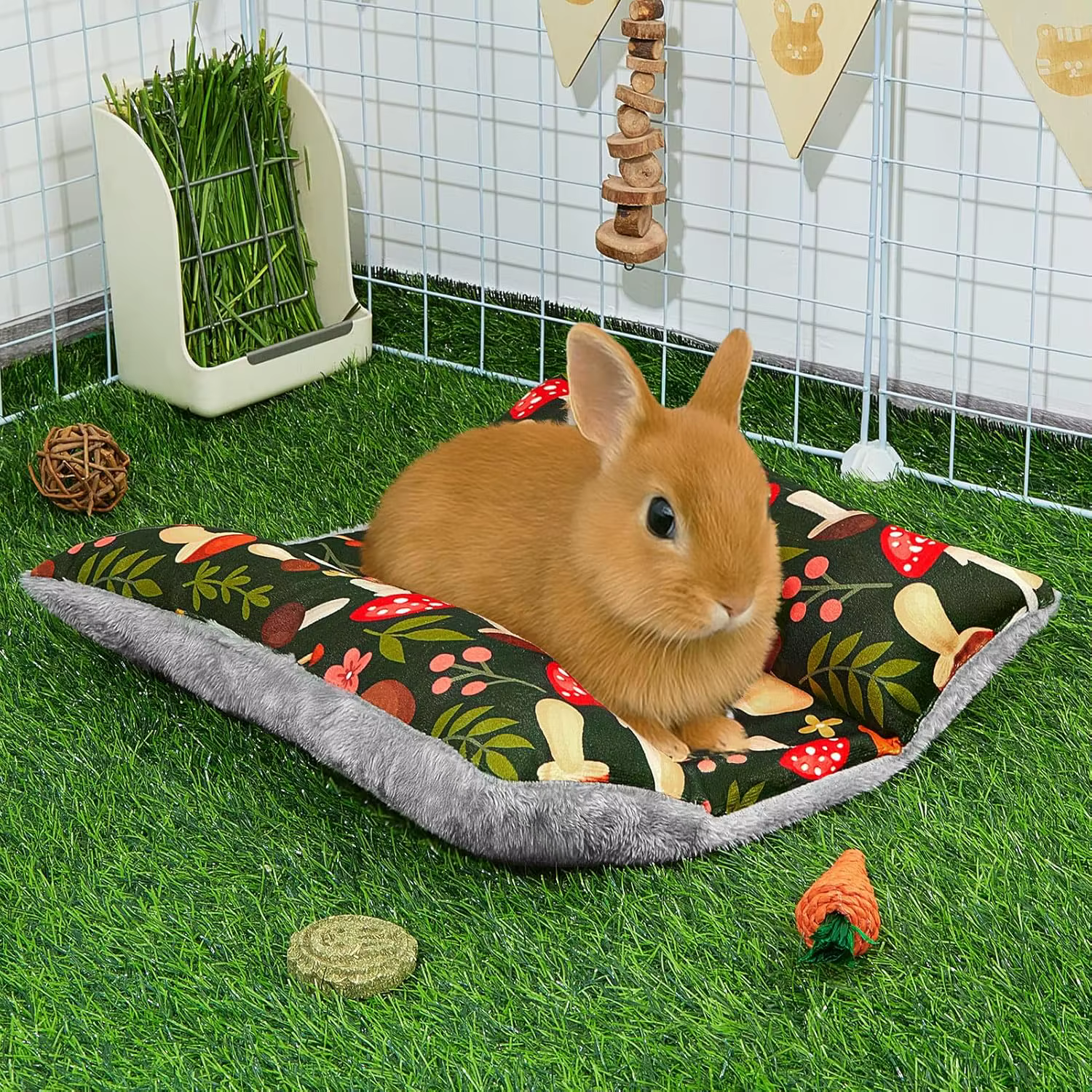 Manta de Cama para Conejos Espesa y Suave Colchón de Pecho Lavable para Conejo Doble-Facial Plush para Pequeños Animales Acoledoras — imagen 3