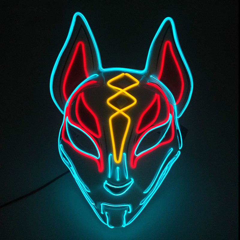 Máscara de Zorro Luminoso para Fiesta de Halloween, Máscara Multicolor con Luz LED para Rodeos de Disfraz — imagen 2