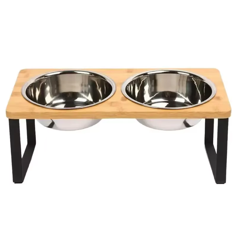Plato Elevado para Gatos en Madera con Pendiente de 15° Protección de Cuello con 2/3 Plato de Acero Inoxidable Neckería para Mascotas Suministros de Animales Domésticos — imagen 4