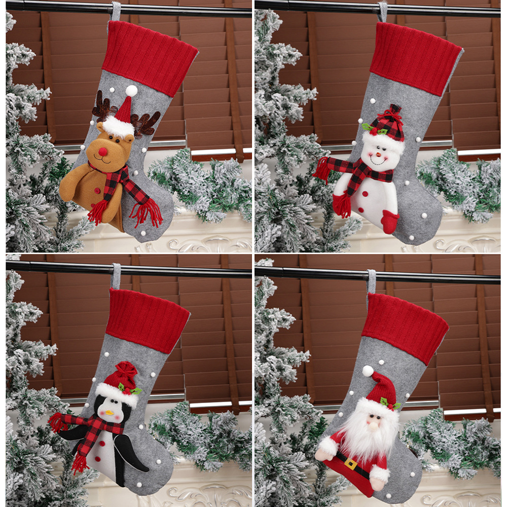 Holiday Socks Creative Cartoon Old Man Snowman Elk Decoration Gift Bag Christmas Home Decoration — image 3
