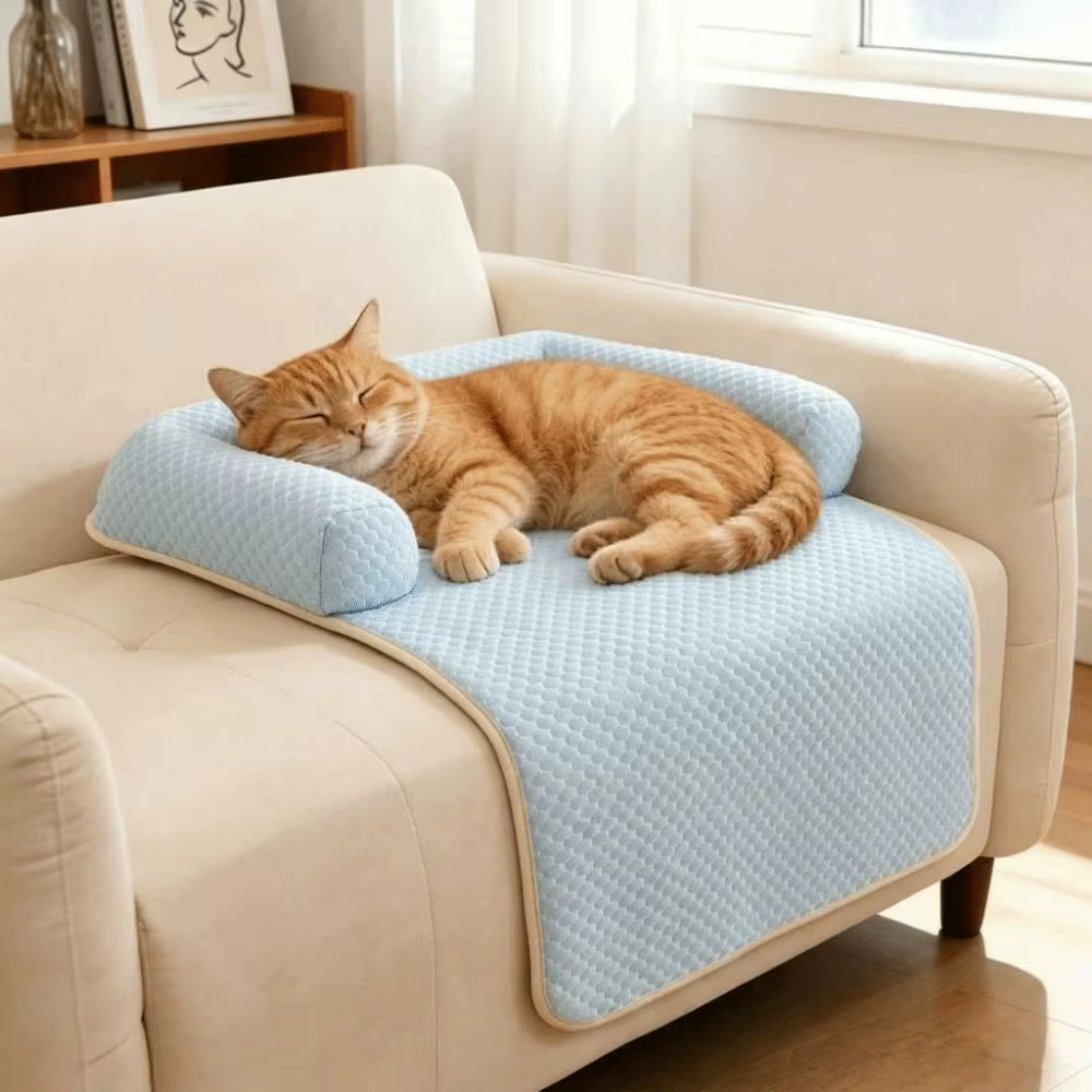 Pet Bed Mat Breathable Dog Cooling Mat Non-Slip Comfortable Pet Sleeping Pad Detachable with Pillow Dog Sofa Cushion Indoor — image 4